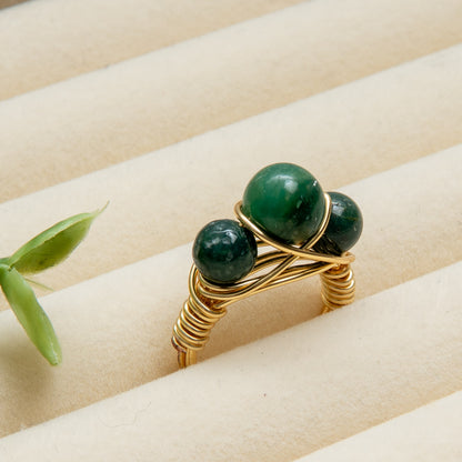 Green Jasper Crown Ring