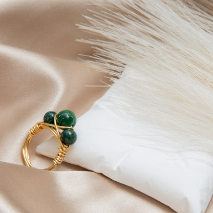 Green Jasper Crown Ring
