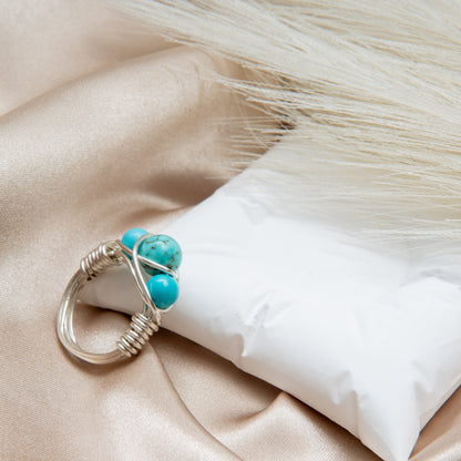 Blue Howlite Crown Ring