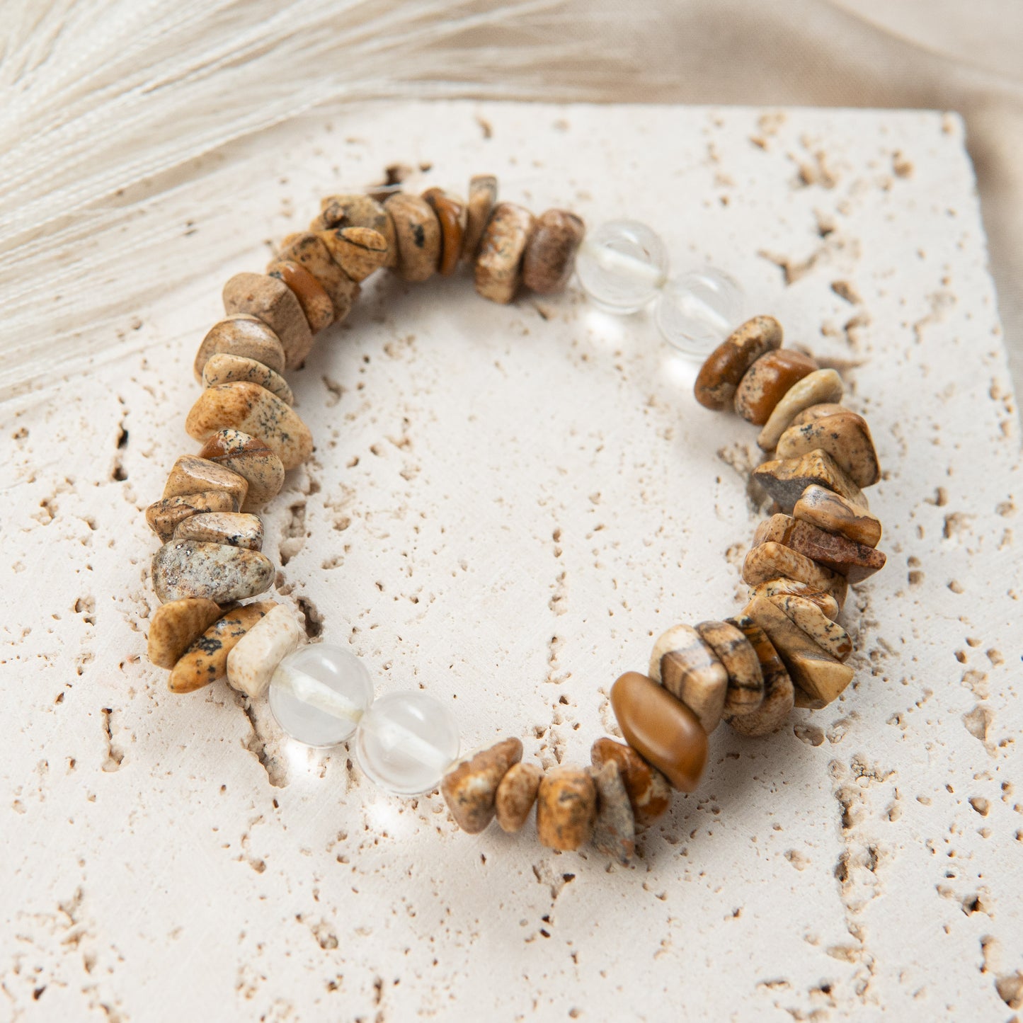 Collar de cuentas de unakita natural para regalo de la madre.