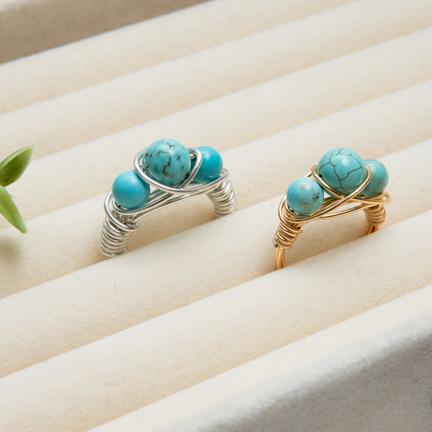 Blue Howlite Crown Ring