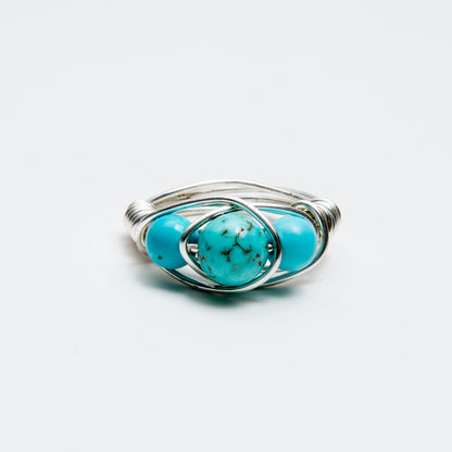 Blue Howlite Crown Ring