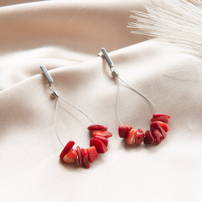 Red Bamboo Radiance Teardrop Earrings
