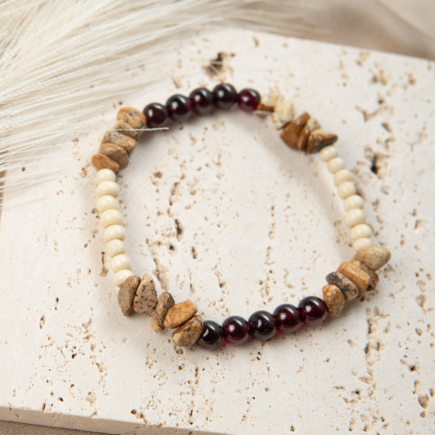 Collar de cuentas de unakita natural para regalo de la madre.