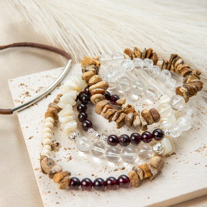 Collar de cuentas de unakita natural para regalo de la madre.