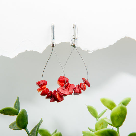 Red Bamboo Radiance Teardrop Earrings