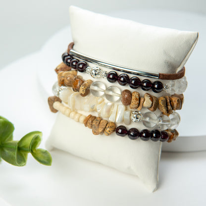 Collar de cuentas de unakita natural para regalo de la madre.